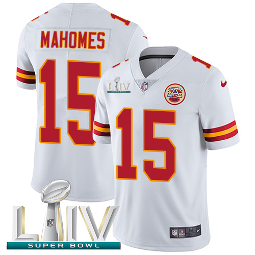 Kansas City Chiefs Nike 15 Patrick Mahomes White Super Bowl LIV 2020 Men Stitched NFL Vapor Untouchable Limited Jersey